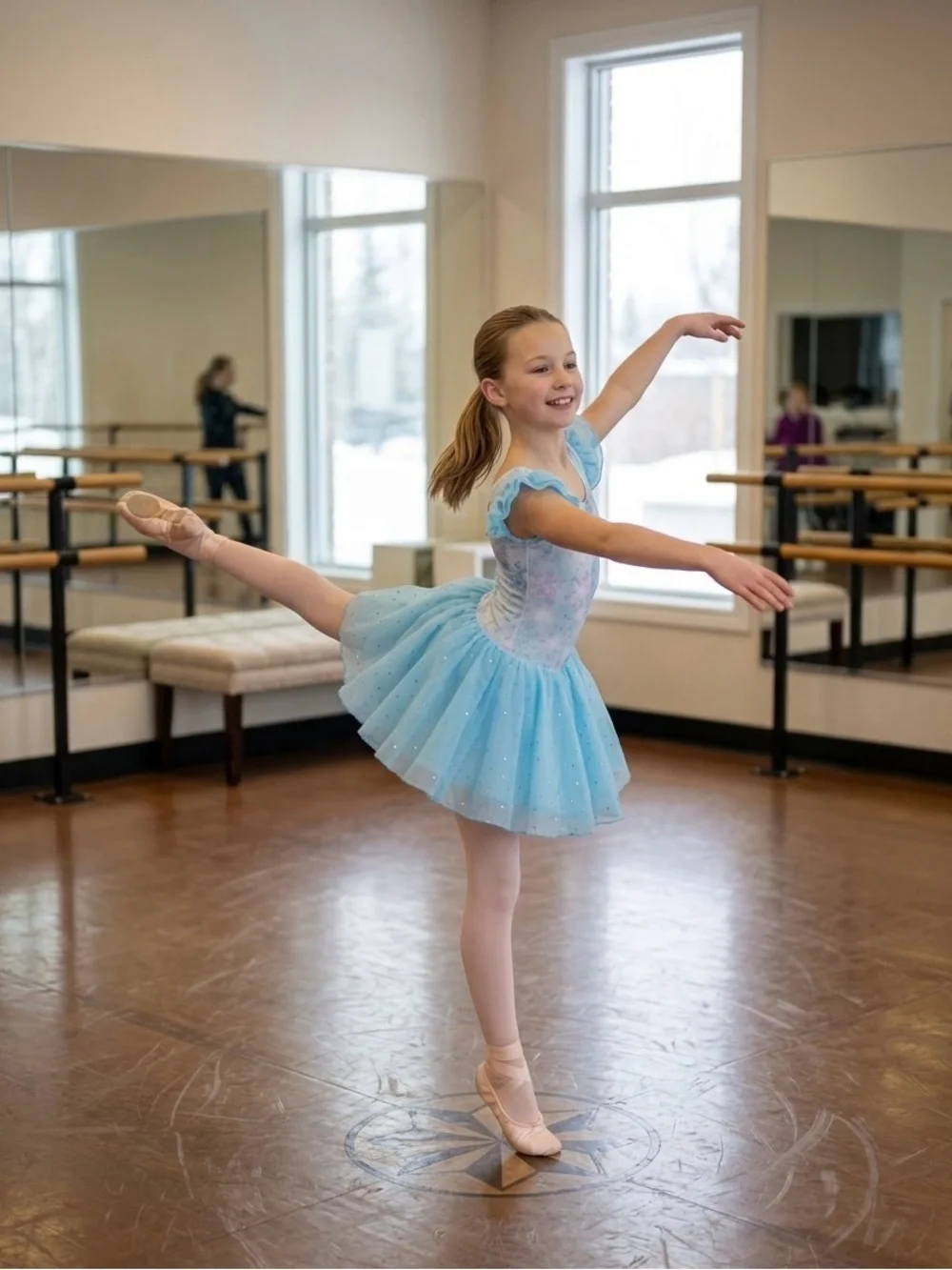 Arshiner Girls' Sparkle Snowflake Leotard/Skating Dress - Light Blue